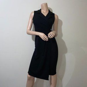 FASHION NOVA BLACK CASUALLY BUSY WRAP MIDI DRESS - M